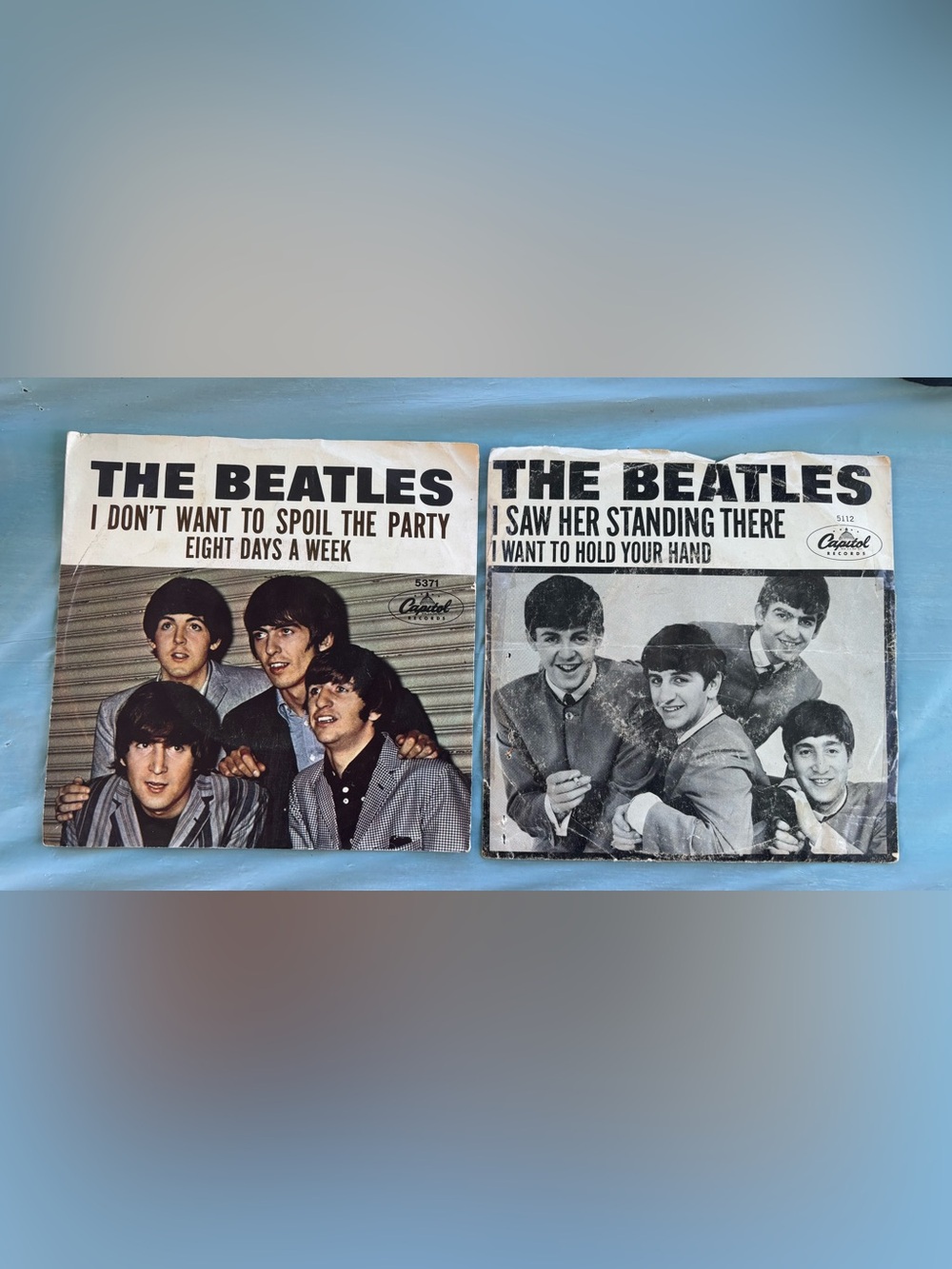 The Beatles Pair (2) of Vinyl Records-45